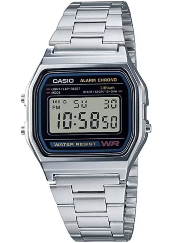 Casio A158WA-1DF 33mm Silver Resin Case with Silver Stainless Steel Band Man's Wristwatch