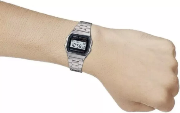 Casio A158WA-1DF 33mm Silver Resin Case with Silver Stainless Steel Band Man's Wristwatch