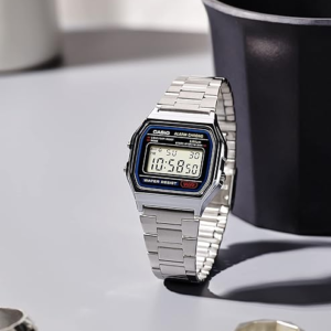 Casio A158WA-1DF 33mm Silver Resin Case with Silver Stainless Steel Band Man's Wristwatch