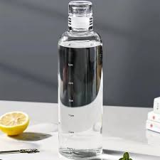 Hand holding a clear 500ml BPA-free water bottle with measurement markers and a leakproof twist cap