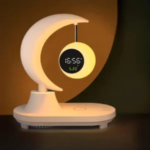 3-in-1 Night Light with Bluetooth Speaker and Wireless Charger – Bedside LED Lamp