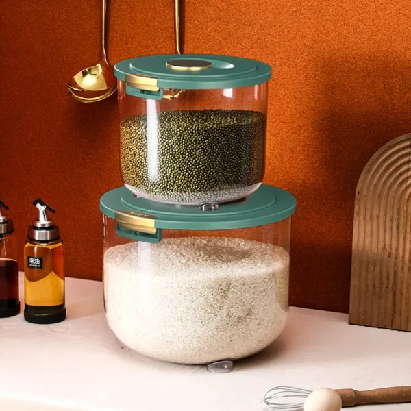 Sealed Rice Storage Bucket – Large Capacity Round Kitchen Container | Moisture-Proof & Clear Design - Image 4