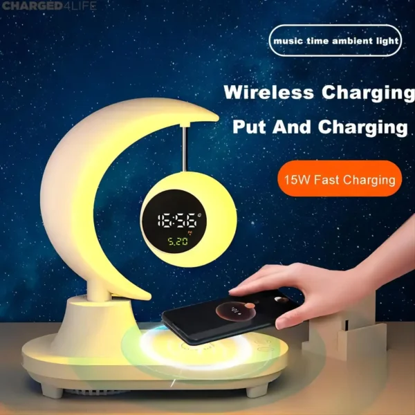 3-in-1 Wireless Speaker LED Night Light Lamp with Qi Charger - Image 4