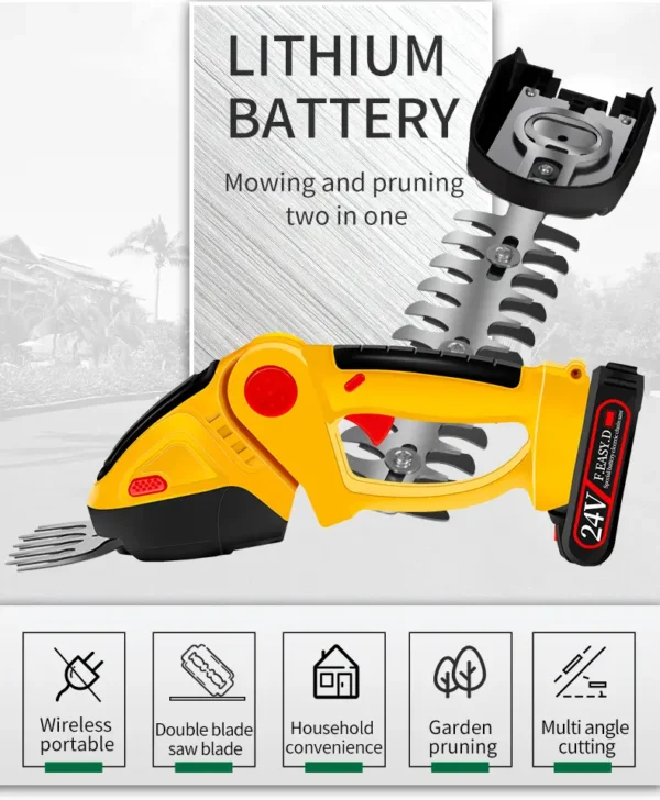 Mini Cordless Electric Hedge Shears – Handheld Grass Trimmer with Lithium Battery - Image 3