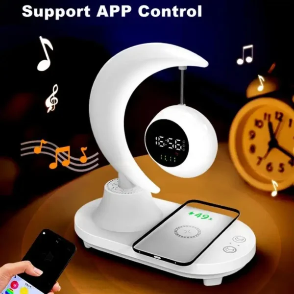 3-in-1 Wireless Speaker LED Night Light Lamp with Qi Charger - Image 2