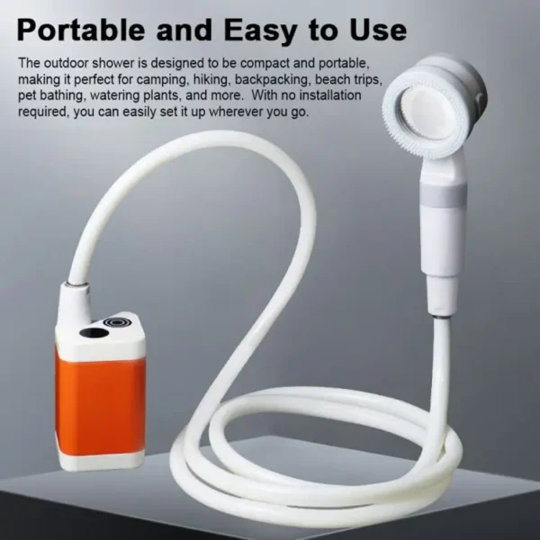 Rechargeable Electric Camping Shower – 4000mAh Pump | IPX7 Waterproof, 2 Spray Modes - Image 4