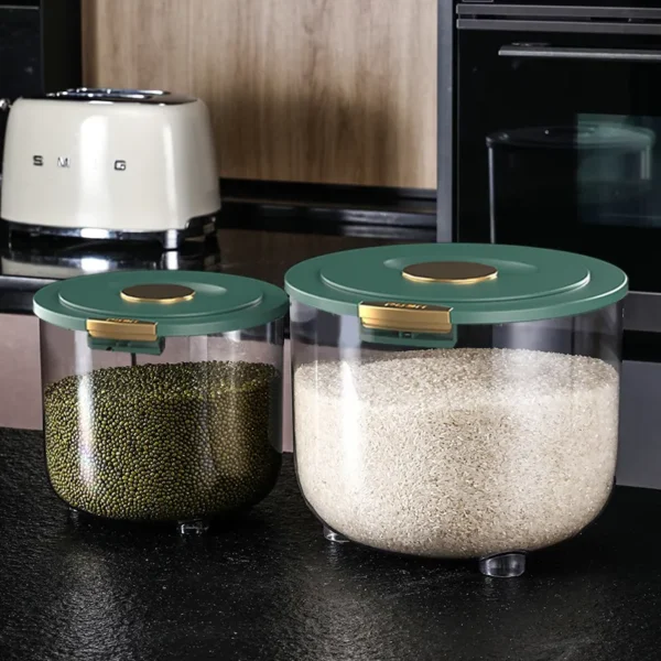 Sealed Rice Storage Bucket – Large Capacity Round Kitchen Container | Moisture-Proof & Clear Design - Image 6
